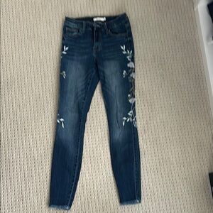 Women's Blue Floral Embroidered Jeans